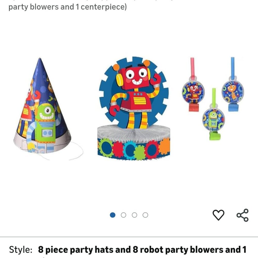 Robot Party Set, Cone Party Hats and Blowouts, centerpieceSpace Theme Birthday